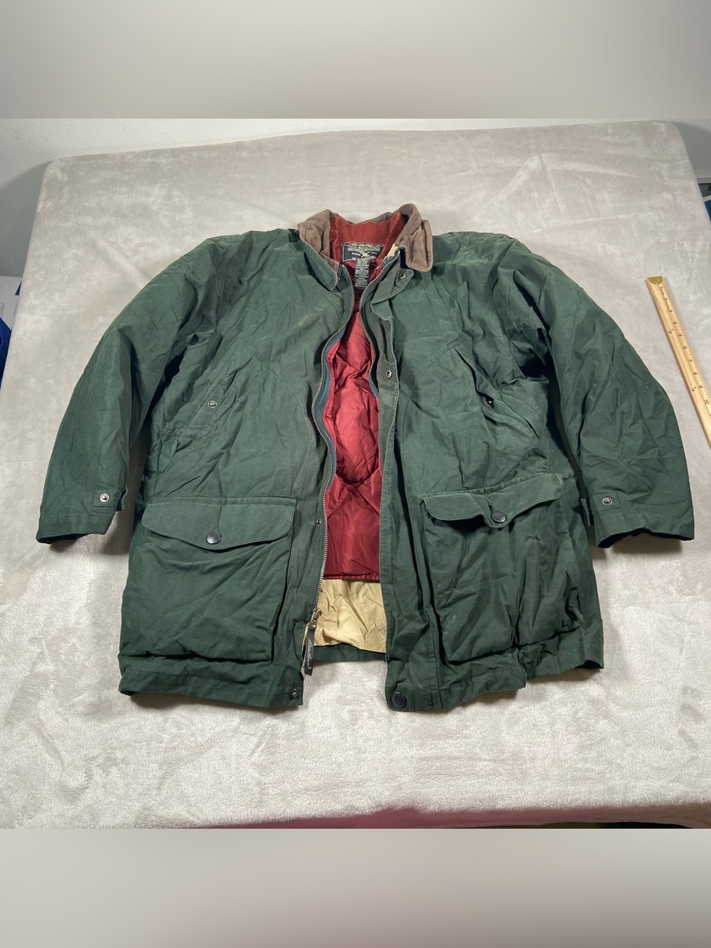 M Vintage Eddie Bauer Chore Jacket Mens L Green Down Removable Liner Barn Coat